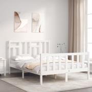 vidaXL Sängram utan madrass vit 140x190 cm massiv furu