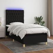 vidaXL Ramsäng med madrass & LED svart 100x200 cm tyg
