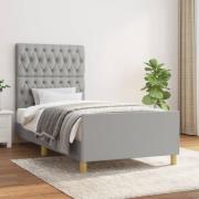 vidaXL Sängram utan madrass ljusgrå 90x190 cm tyg