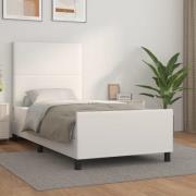 vidaXL Sängram med huvudgavel vit 90x200 cm konstläder