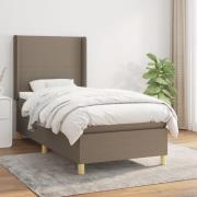 vidaXL Ramsäng med madrass taupe 90x200 cm tyg