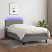 vidaXL Ramsäng med madrass & LED mörkgrå 100x200 cm tyg