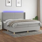 vidaXL Ramsäng med madrass & LED ljusgrå 200x200 cm tyg