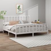 vidaXL Sängram utan madrass vit 200x200 cm massiv furu