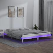 vidaXL Sängram LED vit 160x200 cm massivt trä