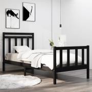 vidaXL Sängram svart massiv furu 75x190 cm