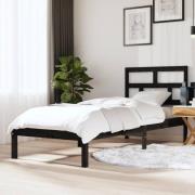 vidaXL Sängram massiv furu 75x190 cm svart