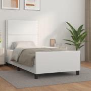 vidaXL Sängram med huvudgavel vit 90x200 cm konstläder