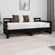 vidaXL Bäddsoffa svart massiv furu 2x(90x190) cm