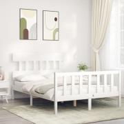 vidaXL Sängram utan madrass vit 140x200 cm massiv furu