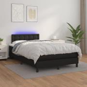 vidaXL Ramsäng med madrass & LED svart 120x200 cm konstläder