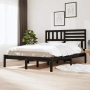 vidaXL Sängram svart massiv furu 140x190 cm