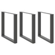 vidaXL Matbordsben U-formade 3 st antracit 80x(72-73) cm stål