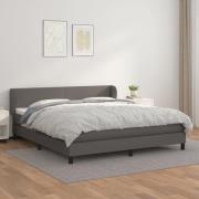 vidaXL Ramsäng med madrass grå 180x200 cm konstläder
