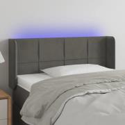 vidaXL Sänggavel LED mörkgrå 103x16x78/88 cm sammet