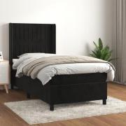 vidaXL Ramsäng med madrass svart 90x190 cm sammet