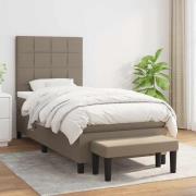 vidaXL Ramsäng med madrass taupe 90x190 cm tyg