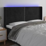vidaXL Sänggavel LED svart 203x16x118/128 cm sammet