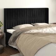 vidaXL Sänggavel med kanter svart 183x16x118/128 cm sammet