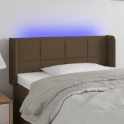 vidaXL Sänggavel LED mörkbrun 103x16x78/88 cm tyg