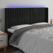 vidaXL Sänggavel LED svart 163x16x118/128 cm sammet