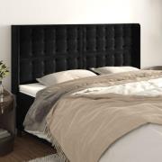 vidaXL Sänggavel med kanter svart 203x16x118/128 cm sammet