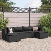 vidaXL Loungegrupp med dynor 6 delar svart konstrotting