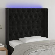 vidaXL Sänggavel LED svart 93x16x118/128 cm sammet