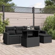 vidaXL Loungegrupp med dynor 6 delar svart konstrotting