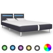 vidaXL Sängram med LEDs utan madrass svart 140x200 cm konstläder