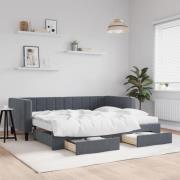 vidaXL Dagbädd utdragbar med lådor mörkgrå 90x200 cm sammet