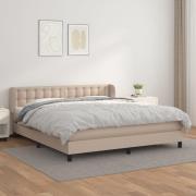vidaXL Ramsäng med bäddmadrass cappuccino 180x200 cm konstläder