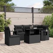 vidaXL Loungegrupp med dynor 6 delar svart konstrotting