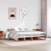 vidaXL Sängram utan madrass vaxbrun 180x200 cm massiv furu