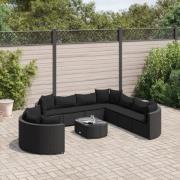 vidaXL Loungegrupp 10 delar med svarta dynor konstrotting