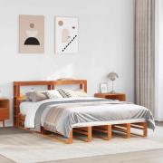 vidaXL Sängram utan madrass vaxbrun 140x190 cm massiv furu
