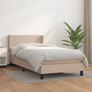 vidaXL Ramsäng med bäddmadrass cappuccino 100x200 cm konstläder