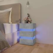 vidaXL Sängbord med LED betonggrå 45x35x67 cm konstruerat trä