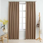 vidaXL Mörkläggningsgardiner med krokar 2 st taupe 140x175 cm