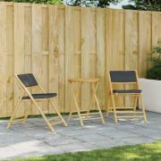 vidaXL Caféstolar hopfällbara med mörkgrå kuddar 2 st bambu