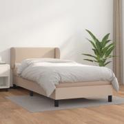 vidaXL Ramsäng med bäddmadrass cappuccino 90x200 cm konstläder
