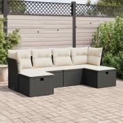 vidaXL Loungegrupp med dynor 6 delar svart konstrotting