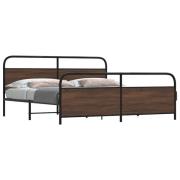 vidaXL Sängram utan madrass metall brun ek 183x213 cm