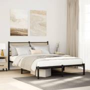 vidaXL Sängram utan madrass metall sonoma-ek 140x190 cm