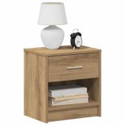 vidaXL Sängbord med låda artisan ek 39x28x41 cm