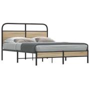 vidaXL Sängram utan madrass rökfärgad ek 140x190 cm konstruerad trä