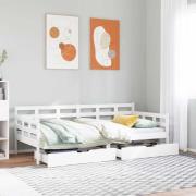 vidaXL Dagbädd med lådor vit 90x200 cm massiv furu