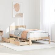 vidaXL Sängram med lådor 75x190 cm massivt furu