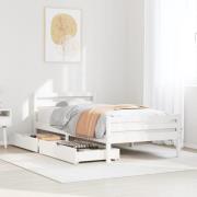 vidaXL Sängram utan madrass vit 100x200 cm massiv furu