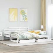 vidaXL Dagbädd utdragbar med lådor utan madrass vit 90x200 cm